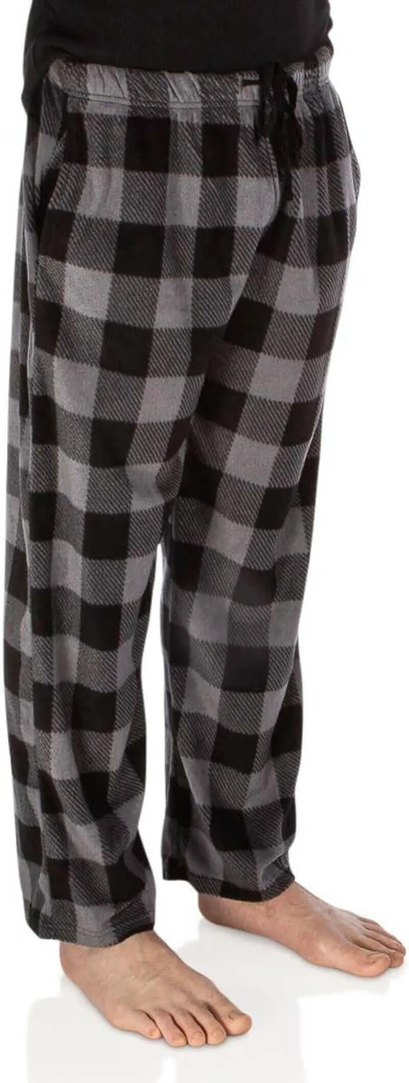 1Pack or 3Pack Mens PJ Pajama Pants Bottoms Fleece Lounge Pants Sleepwear Plaid Pjs with Pockets Microfleece