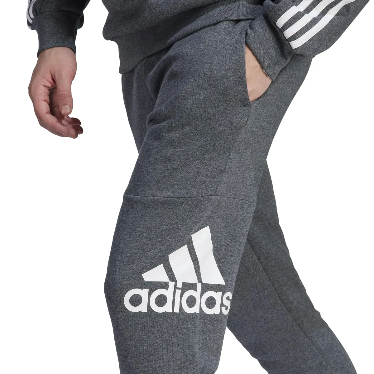 adidas Men's Essentials Fleece Tapered Cuff Big Logo Joggers (Tall)