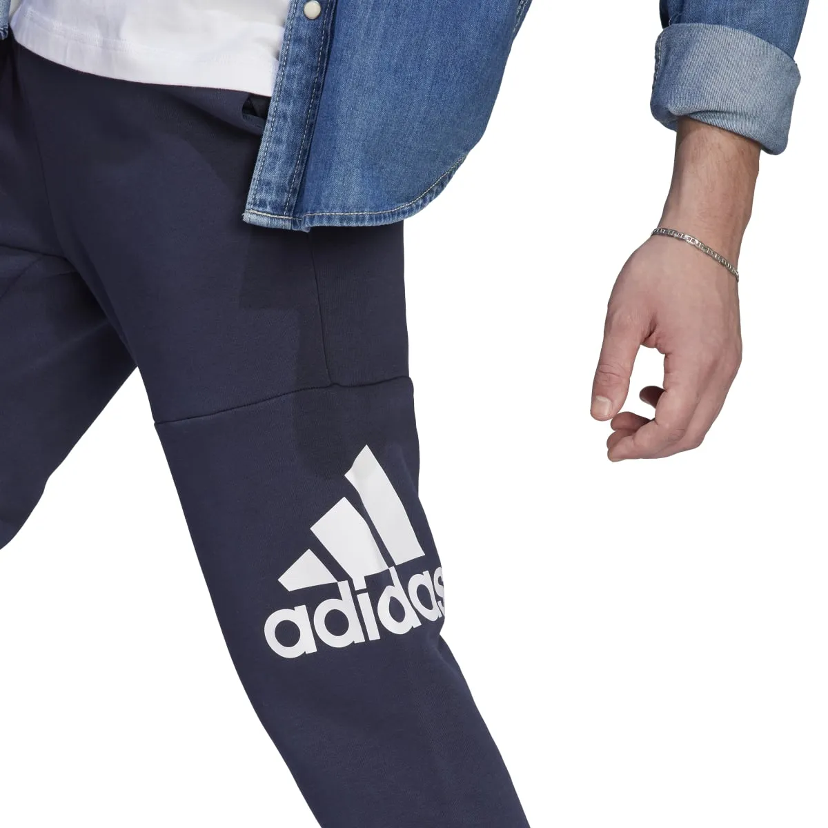 adidas Men's Essentials Fleece Tapered Cuff Big Logo Joggers (Tall)