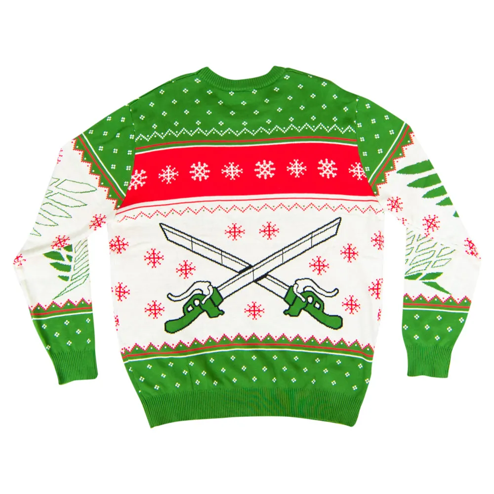 Attack on Titan 4 Kanji and Swords Ugly Christmas Sweater