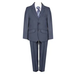 Big Boys Navy Blue Fancy 5 Piece Vest Jacket Pants Special Occasion Suit 8-20