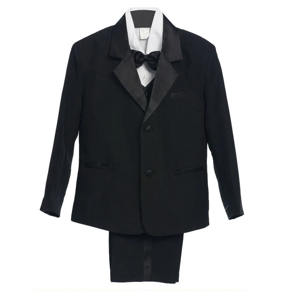 Black 5 Piece Vest Jacket Pants Special Occasion Tuxedo Suit Baby Boys 3-24M