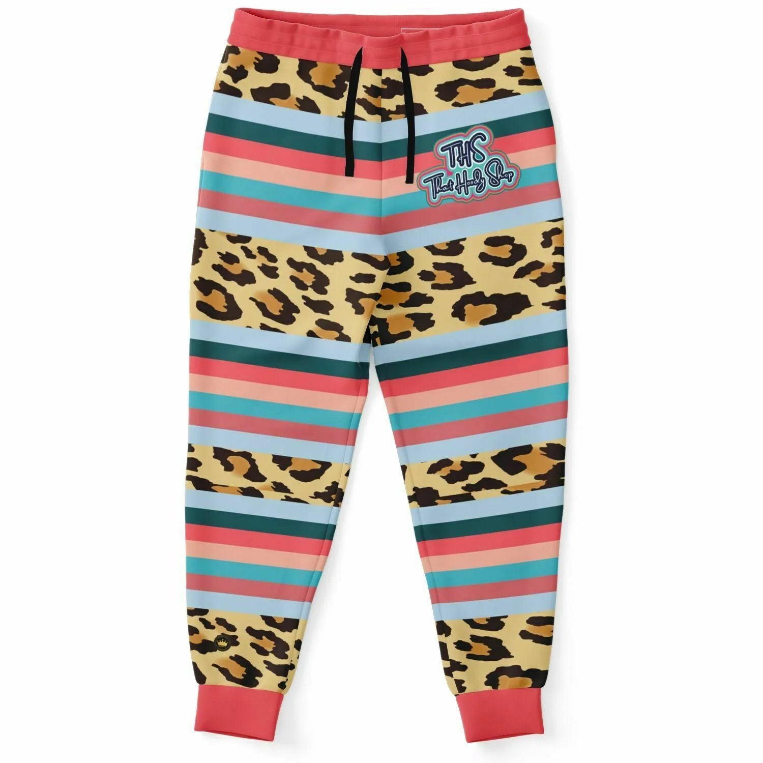 Blue Dragonfly Leopard Stripe Eco-Poly Unisex Joggers