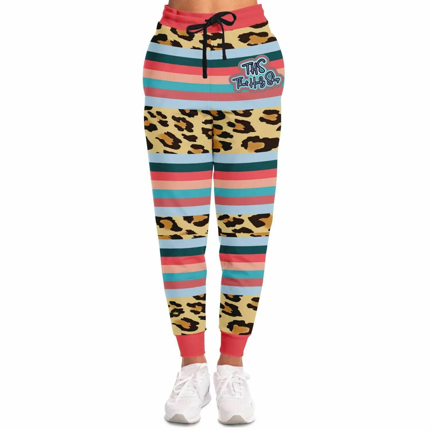 Blue Dragonfly Leopard Stripe Eco-Poly Unisex Joggers