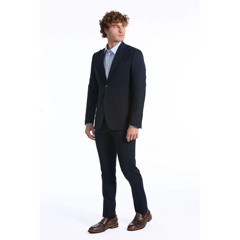 Blue Wool Men Suit