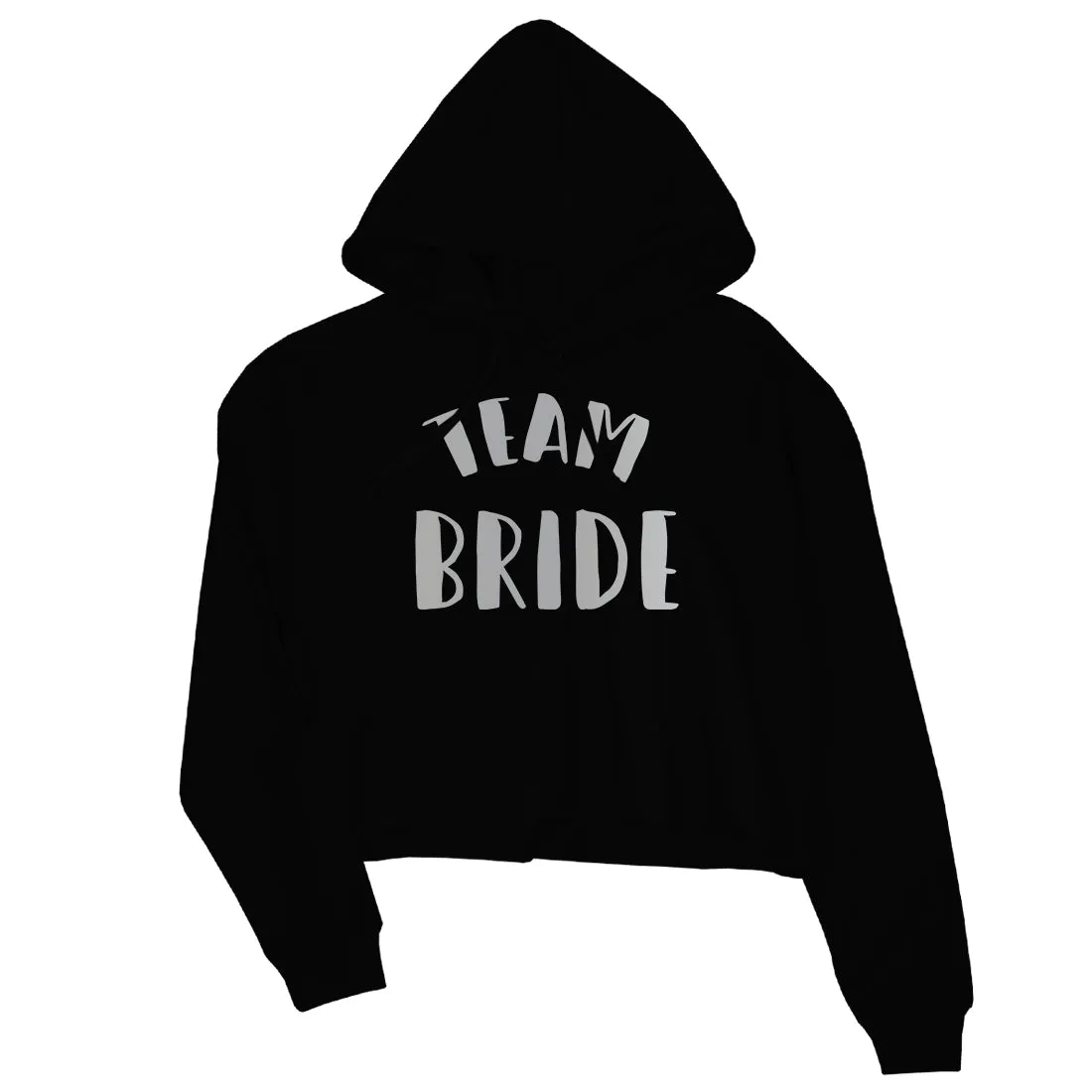 Bride Team Bride-SILVER Womens Crop Hoodie Caring Fun Bridal Shower