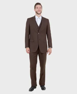 Brown Pinstripe Modern Fit 3 Piece Suit