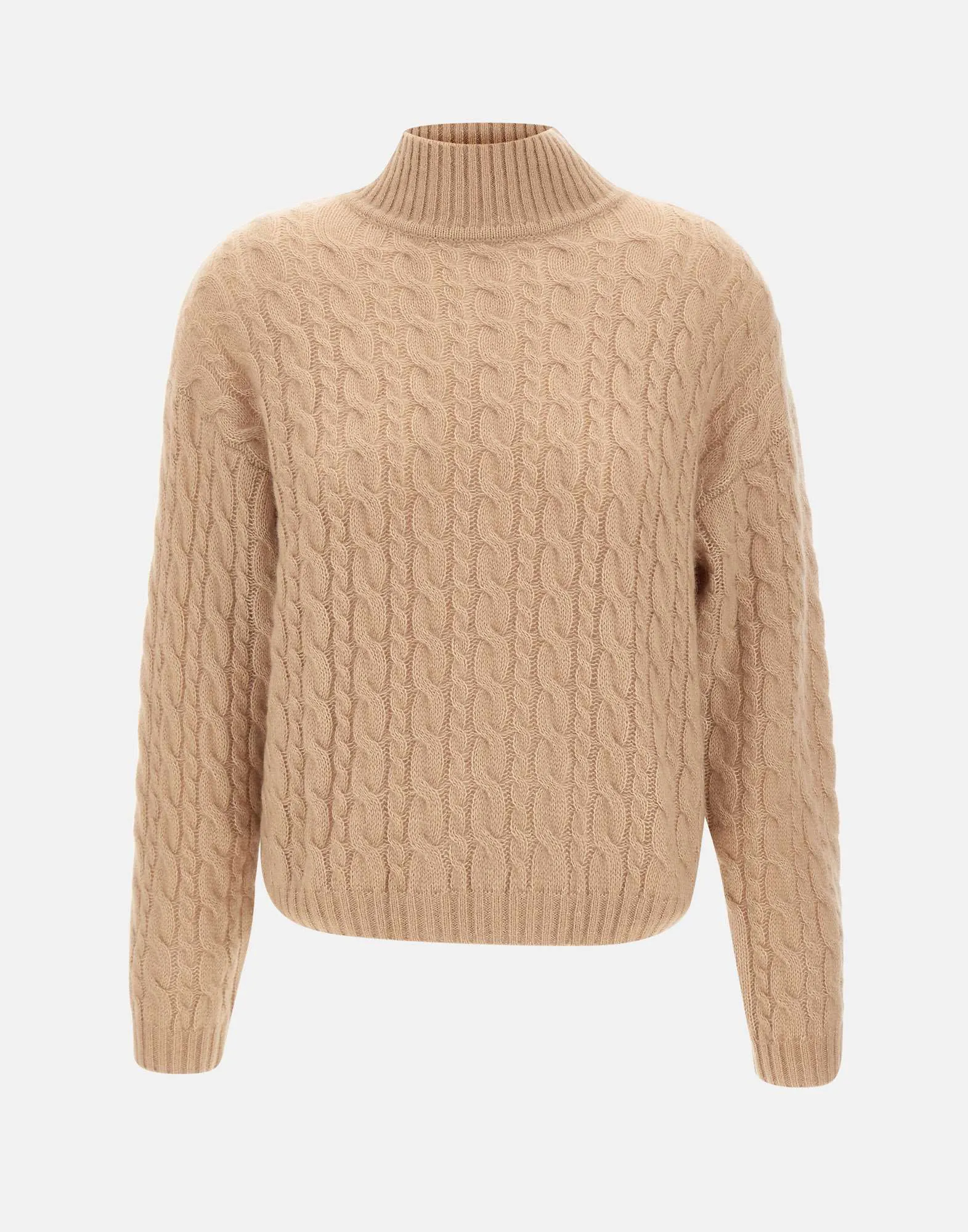 Cashmere Cotton Turtleneck Sweater in Hazelnut