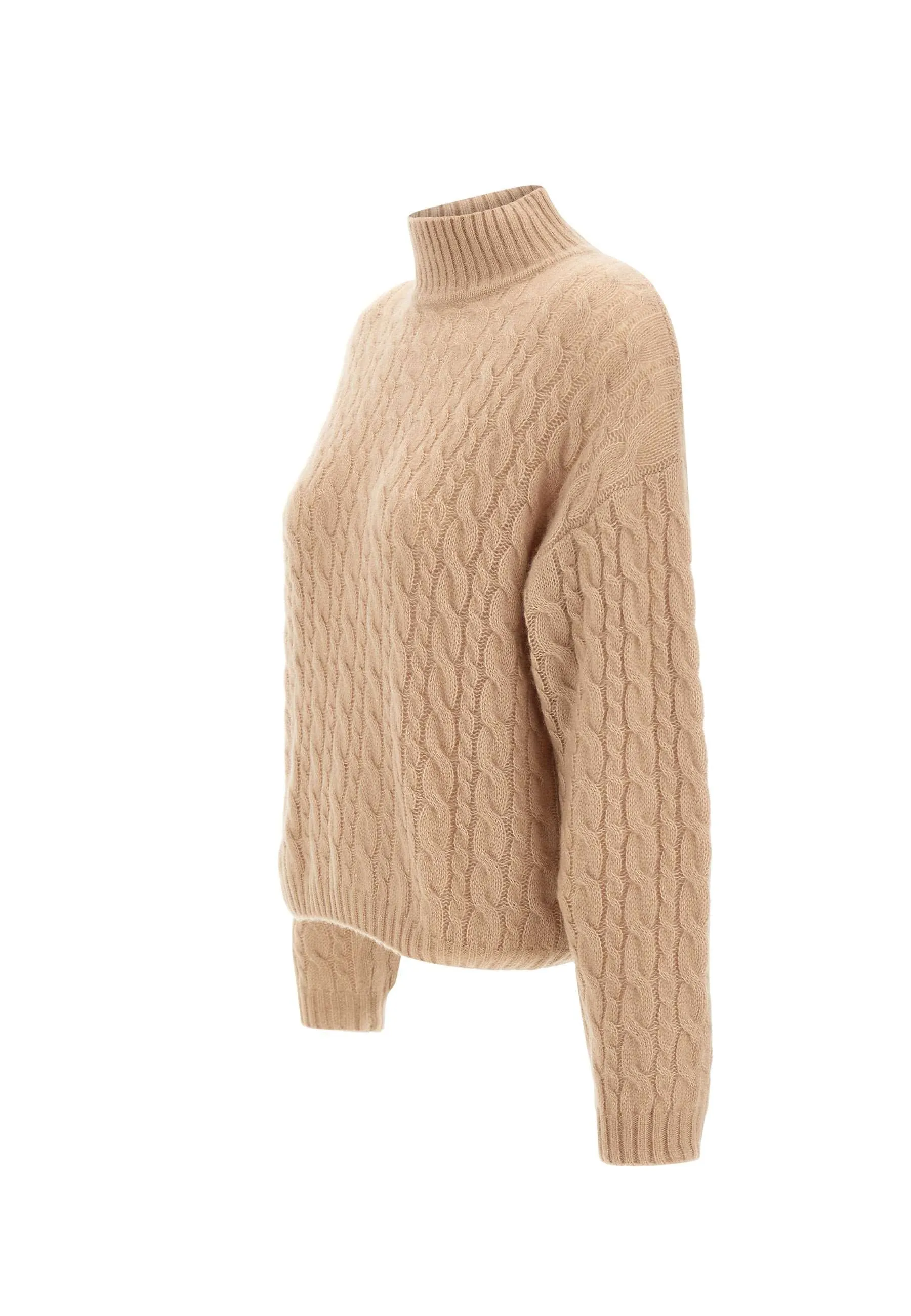 Cashmere Cotton Turtleneck Sweater in Hazelnut