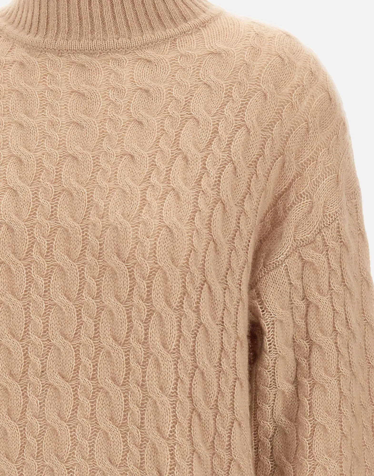 Cashmere Cotton Turtleneck Sweater in Hazelnut