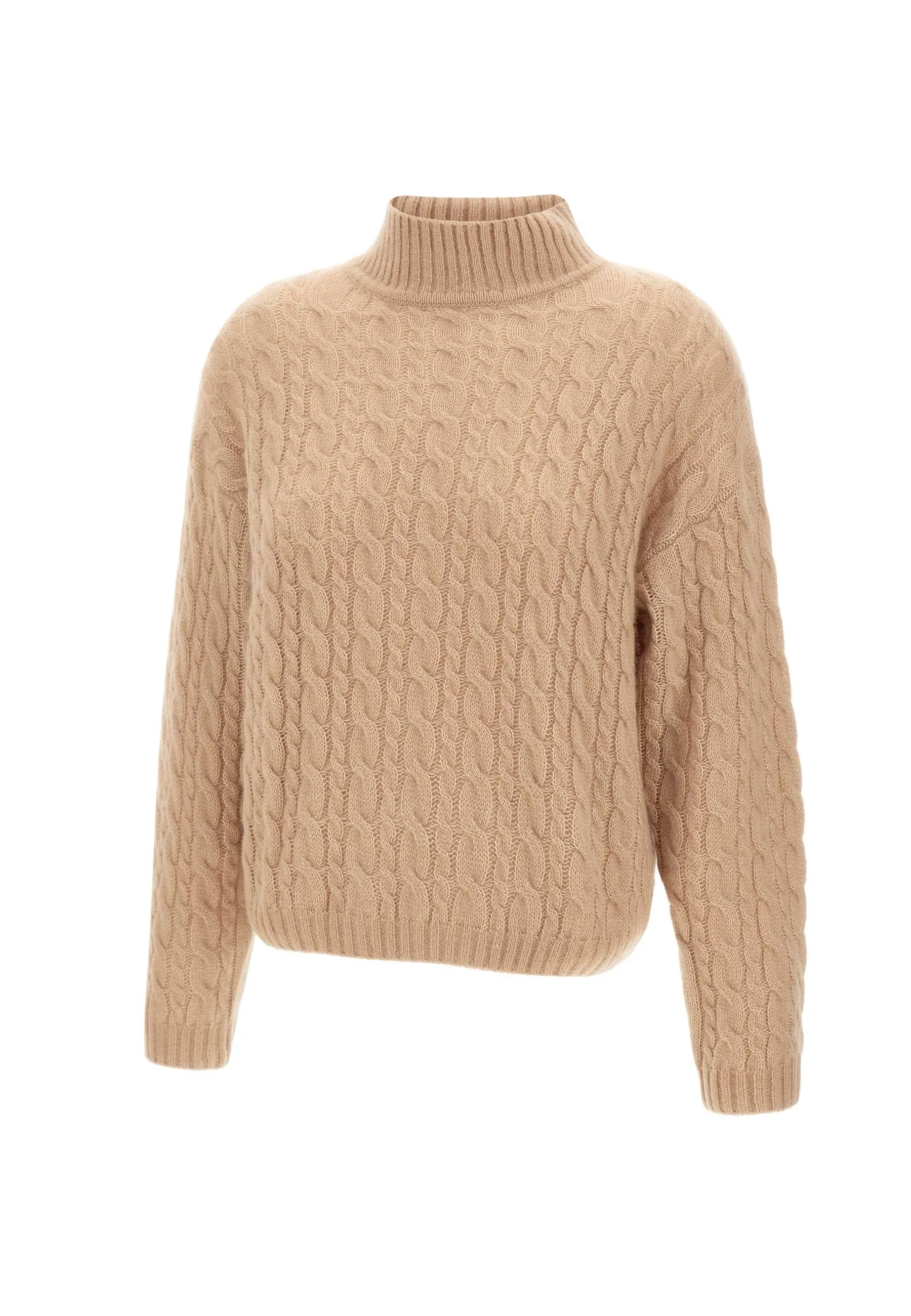 Cashmere Cotton Turtleneck Sweater in Hazelnut