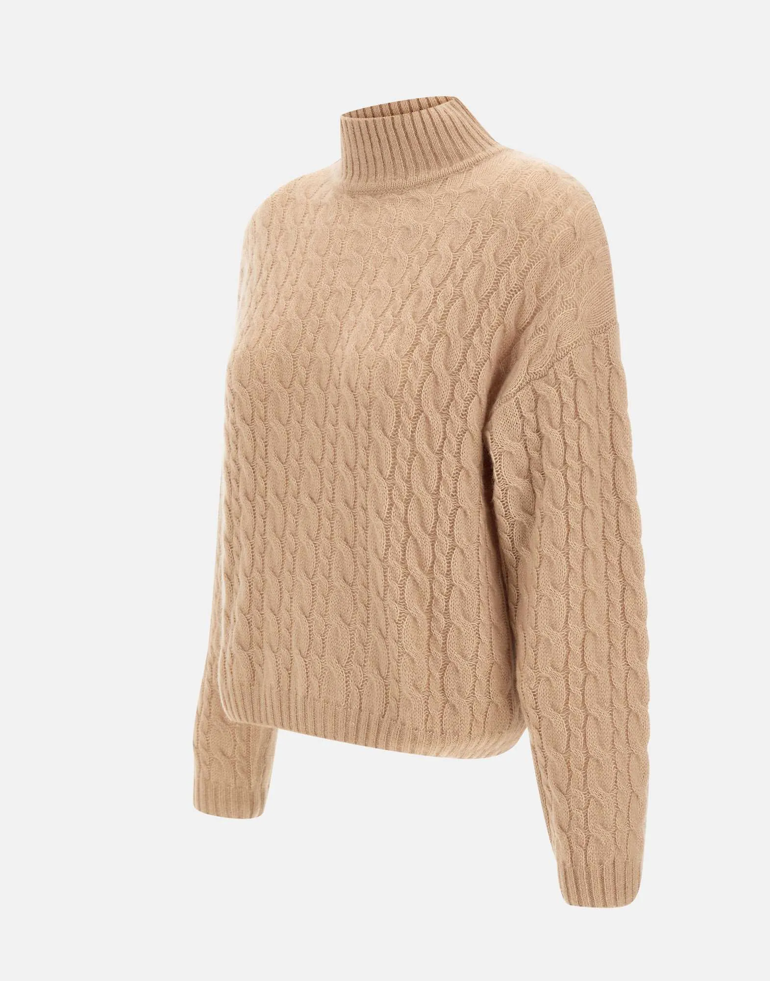 Cashmere Cotton Turtleneck Sweater in Hazelnut