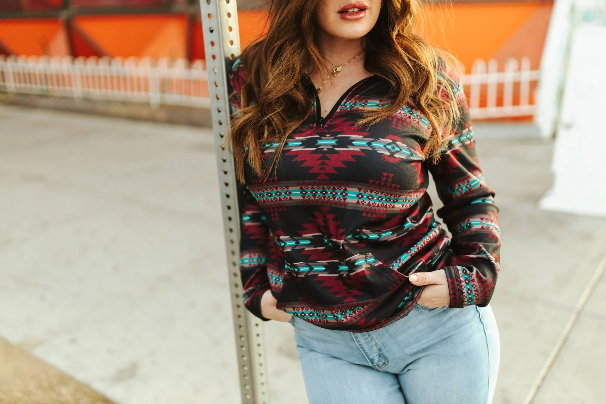 Crimson Aztec Pullover