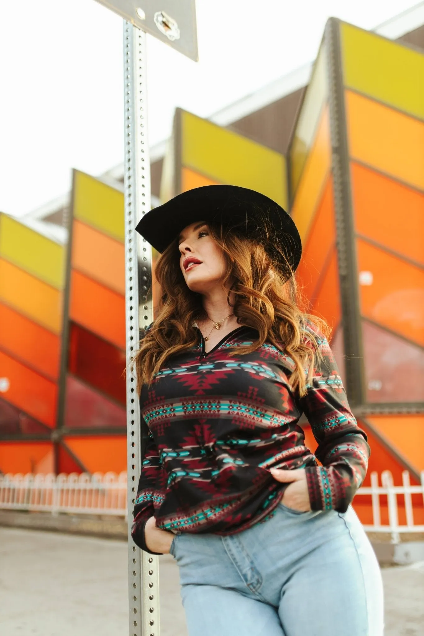 Crimson Aztec Pullover