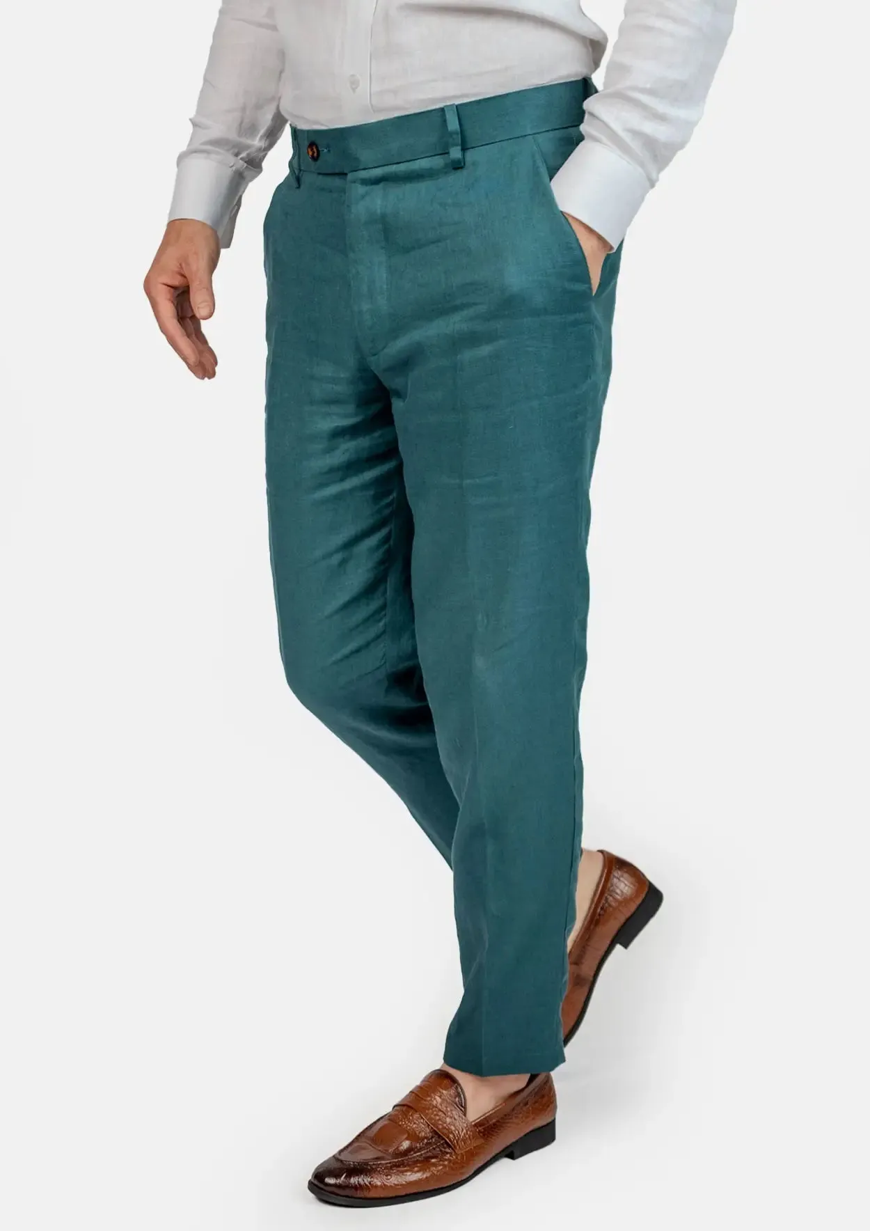 Deep Teal Linen Pants