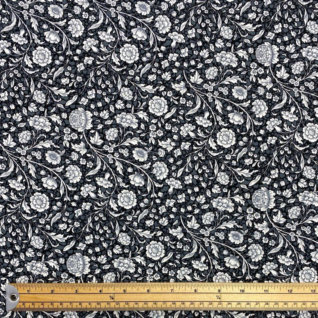 Elegant Floral Rose & Hubble Cotton Poplin Fabric