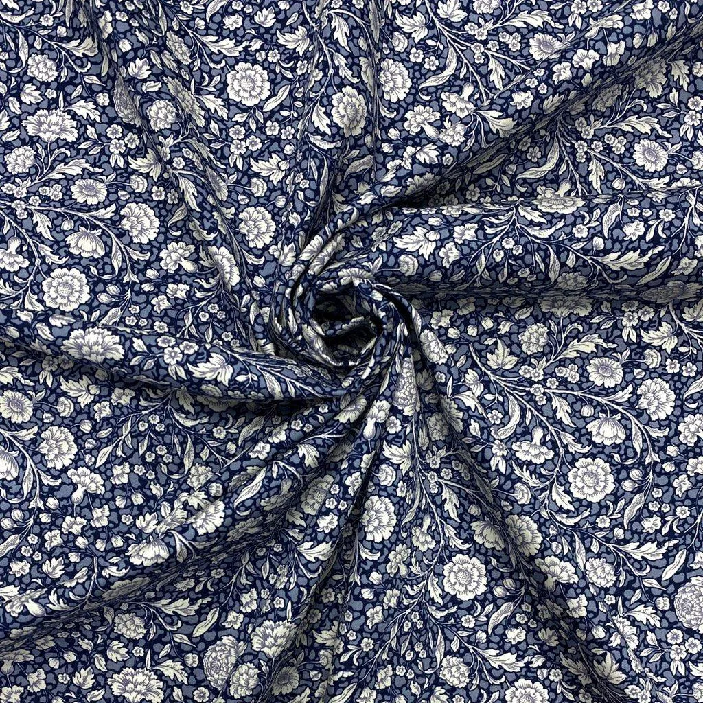 Elegant Floral Rose & Hubble Cotton Poplin Fabric