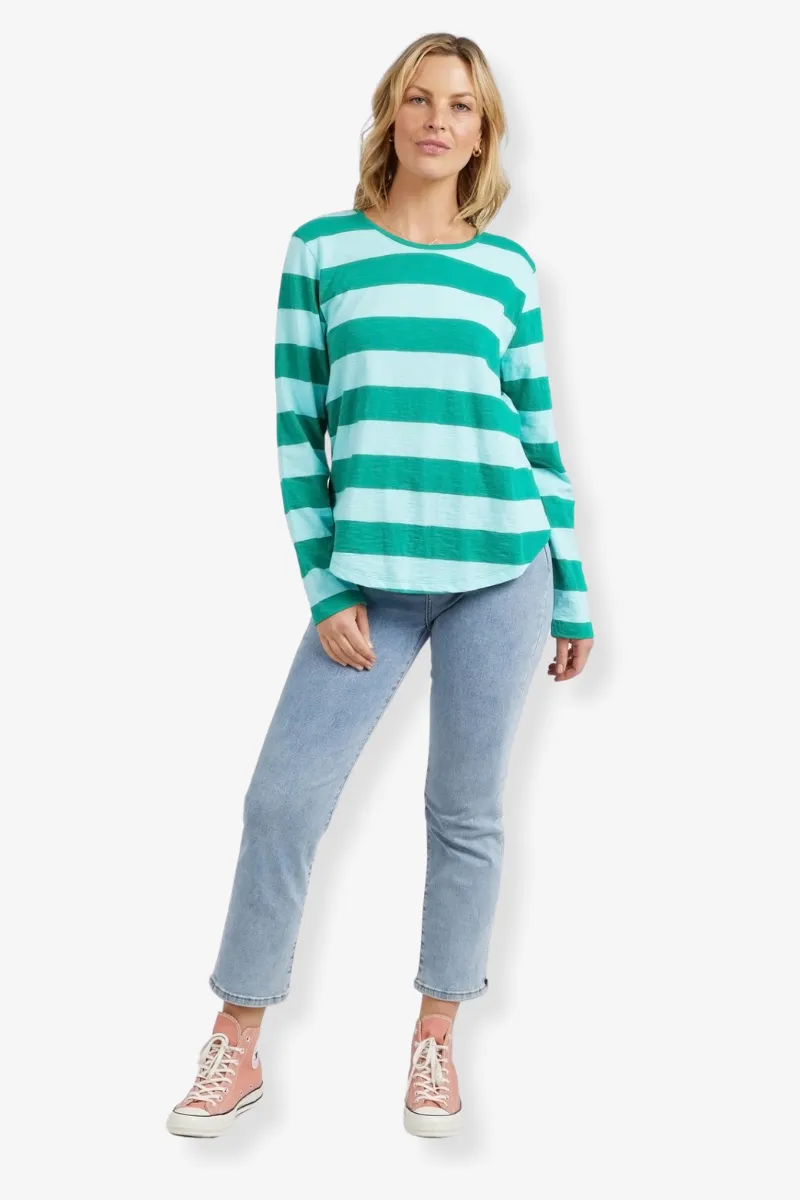 Elm - Spritz Stripe L/S Tee - Goodness Green Stripe