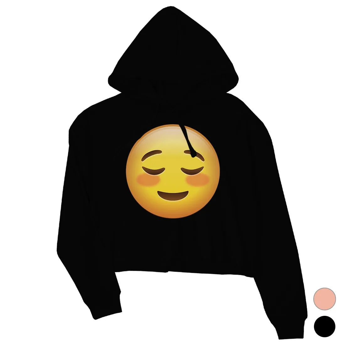 Emoji-Blush Womens Crop Hoodie Sincere Passionate Great Halloween