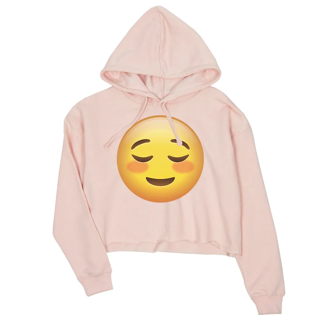 Emoji-Blush Womens Crop Hoodie Sincere Passionate Great Halloween