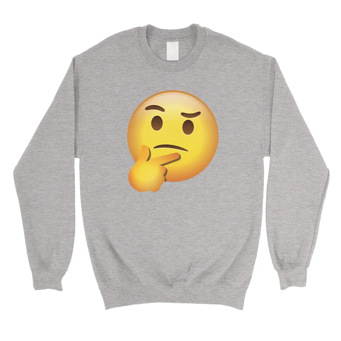 Emoji-Thinking Unisex Crewneck Sweatshirt Fun Thoughtful Funny Cute