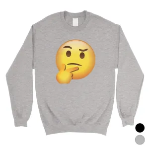 Emoji-Thinking Unisex Crewneck Sweatshirt Fun Thoughtful Funny Cute