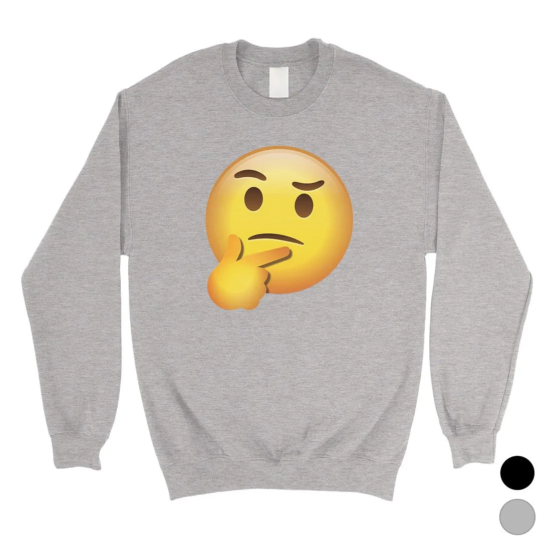 Emoji-Thinking Unisex Crewneck Sweatshirt Fun Thoughtful Funny Cute