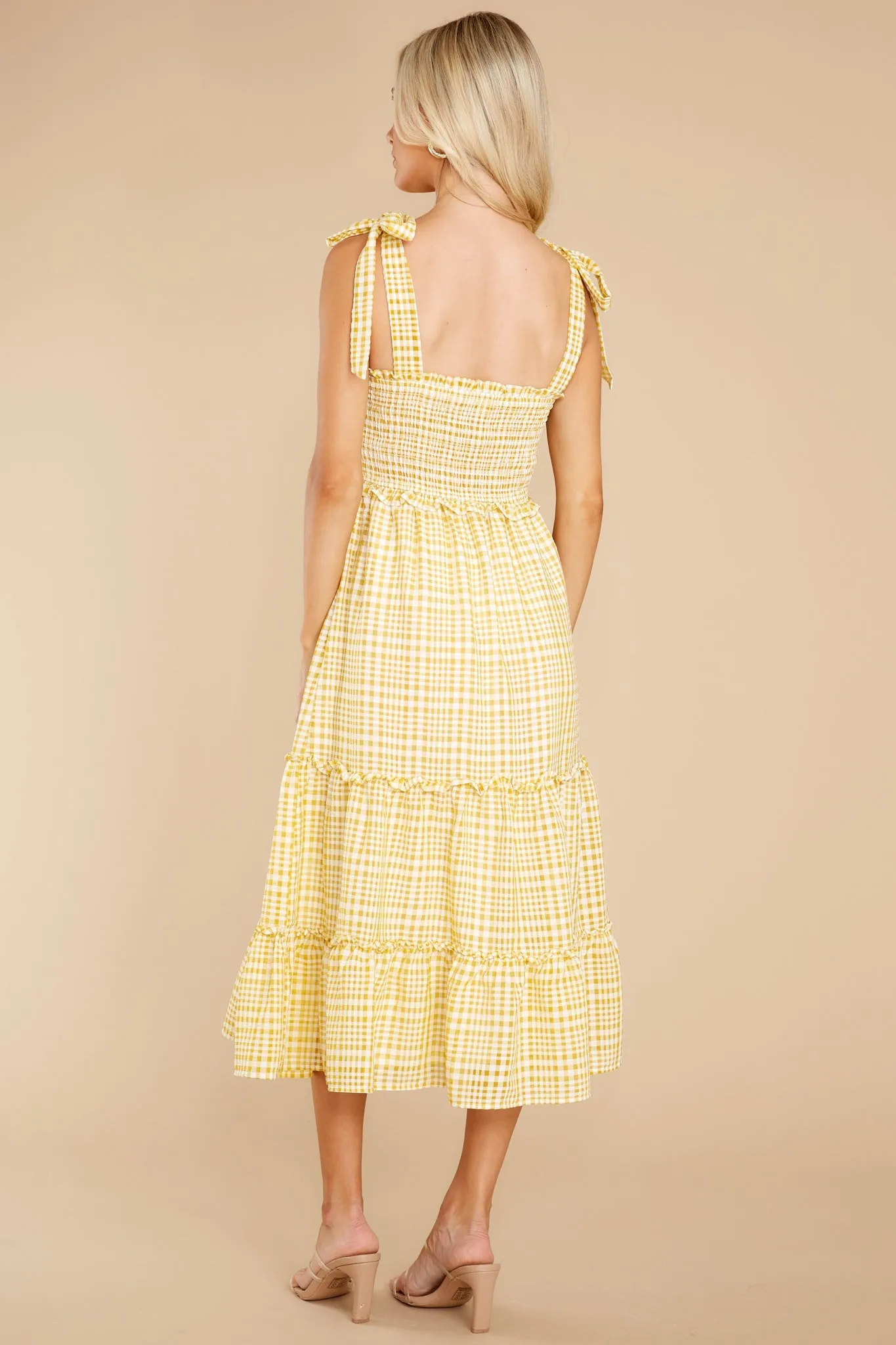 Enchanted Beauty Yellow Gingham Midi Dress