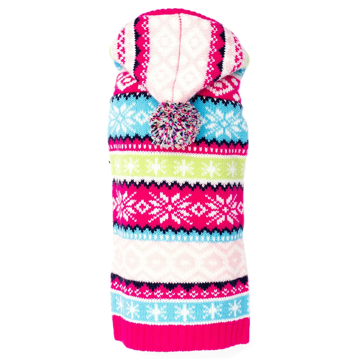 Fairisle Hooded Dog Sweater Pink