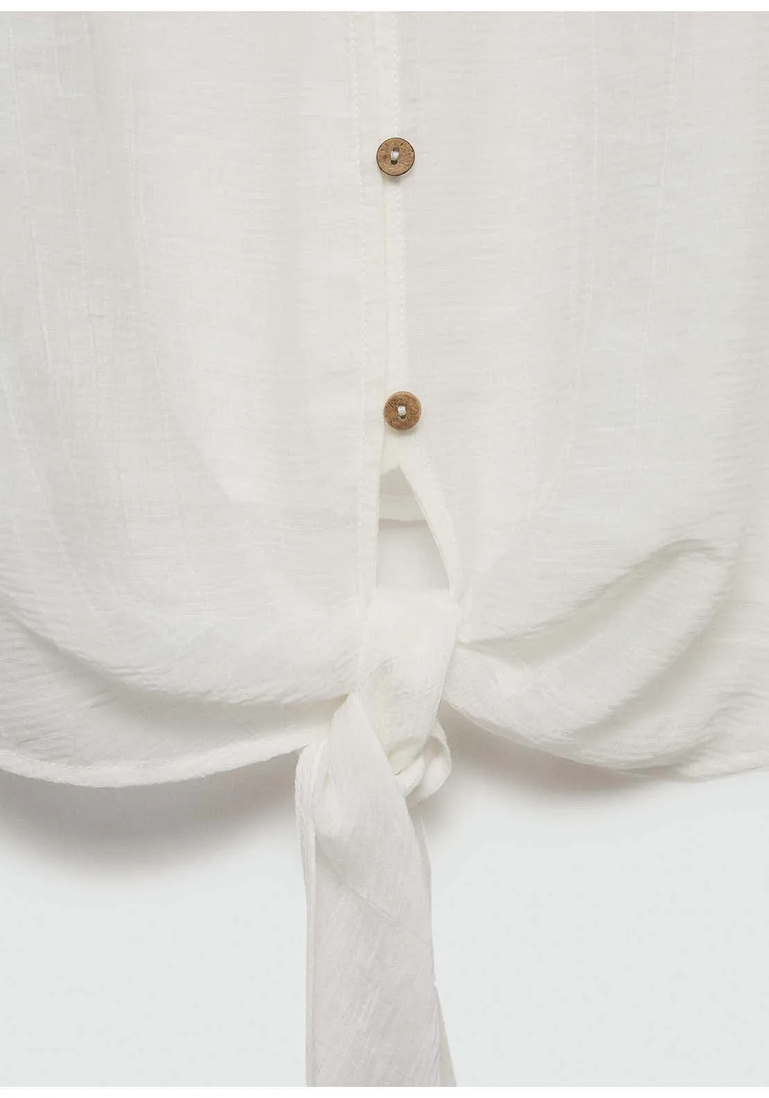 Flared-sleeve blouse with bow - Natural