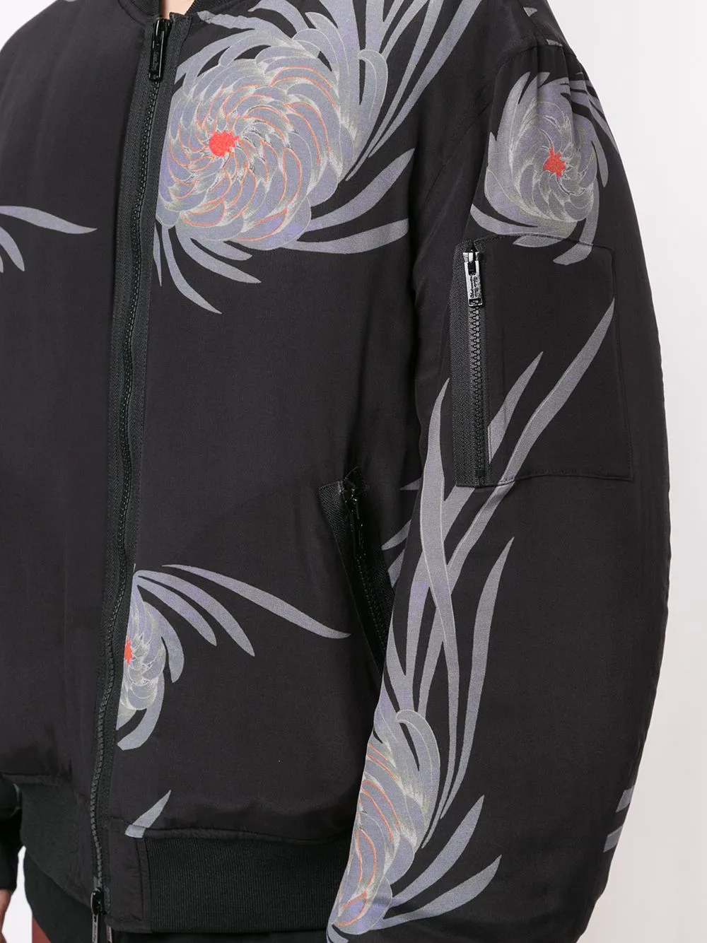 Floral-Print Zip-Up Bomber Jacket