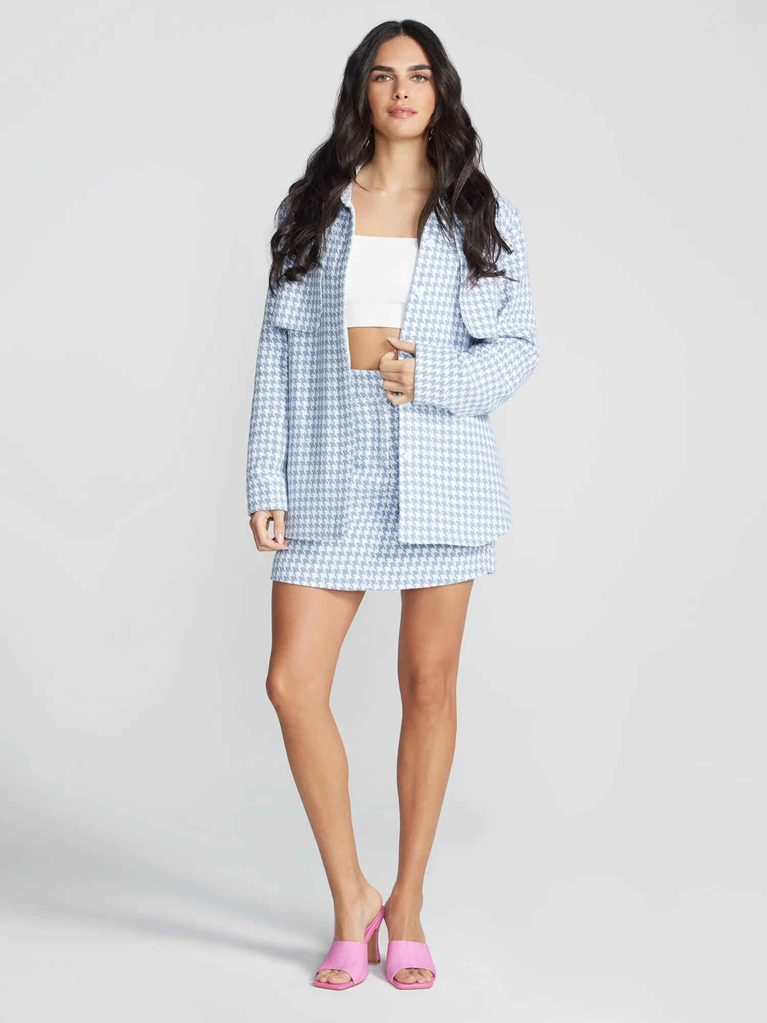 Florentina Checkered Flap-Pocket Shirt Jacket