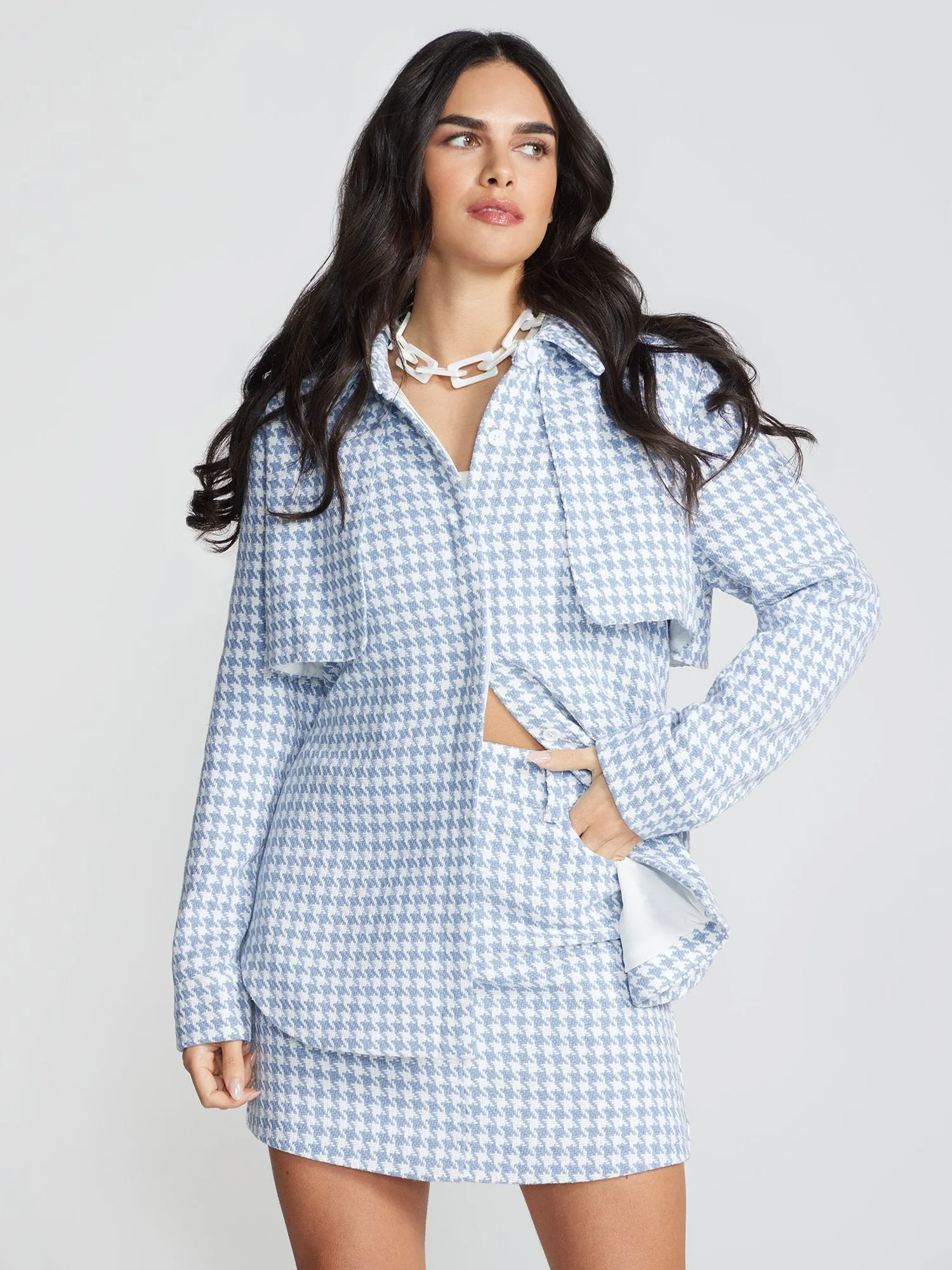 Florentina Checkered Flap-Pocket Shirt Jacket