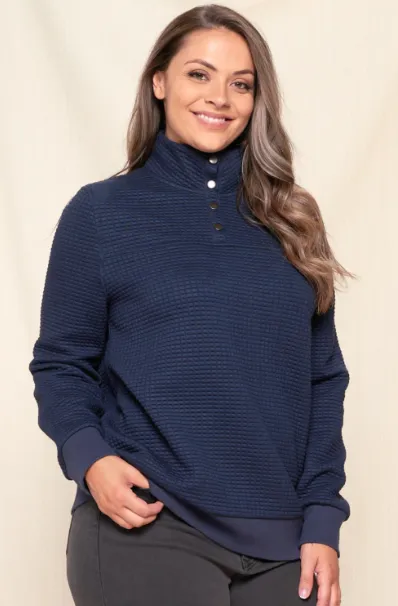 Forever In My Mind Quilted Pullover - Midnight Blue