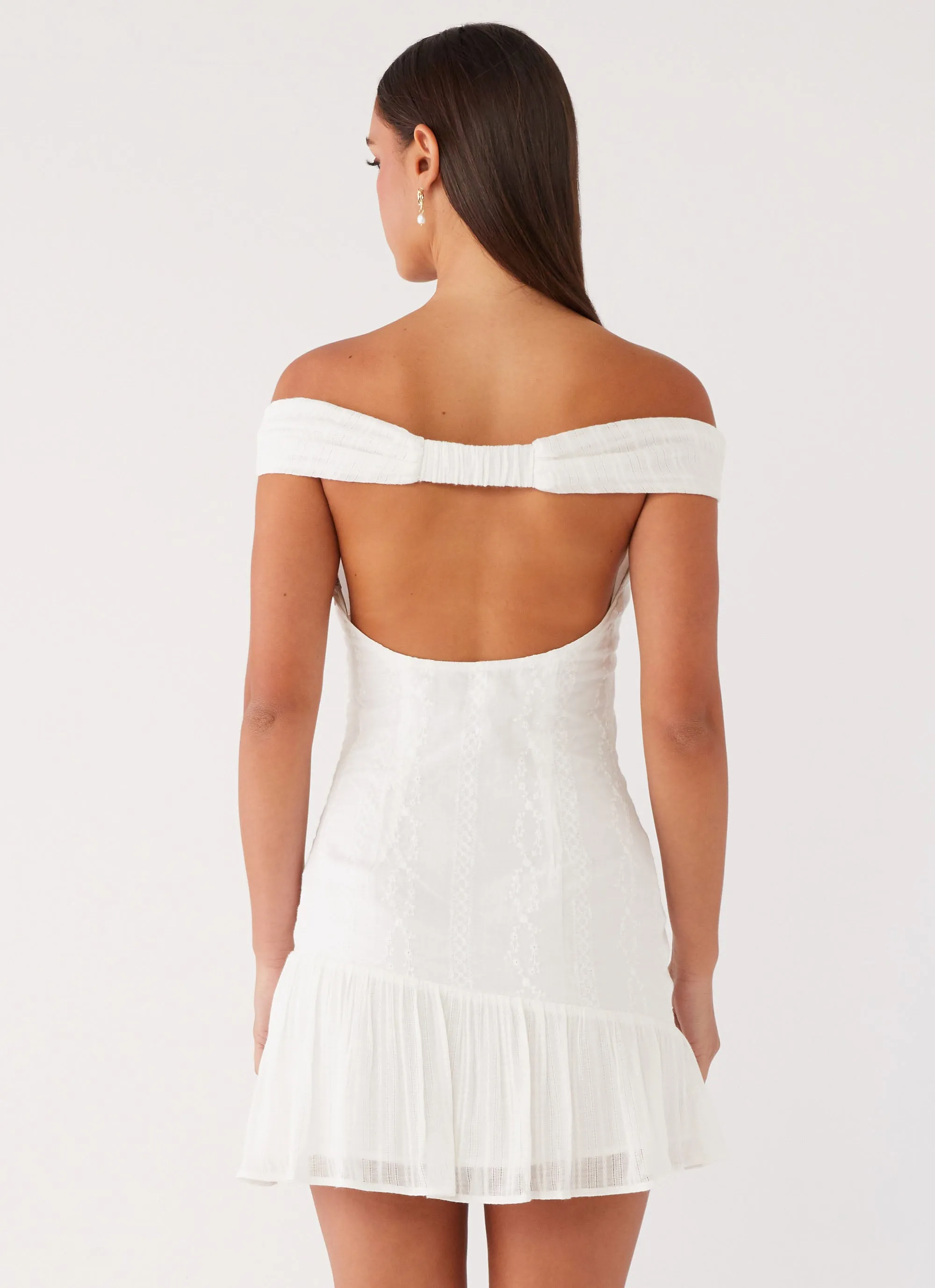 Gabby Ruffle Hem Mini Dress - Ivory