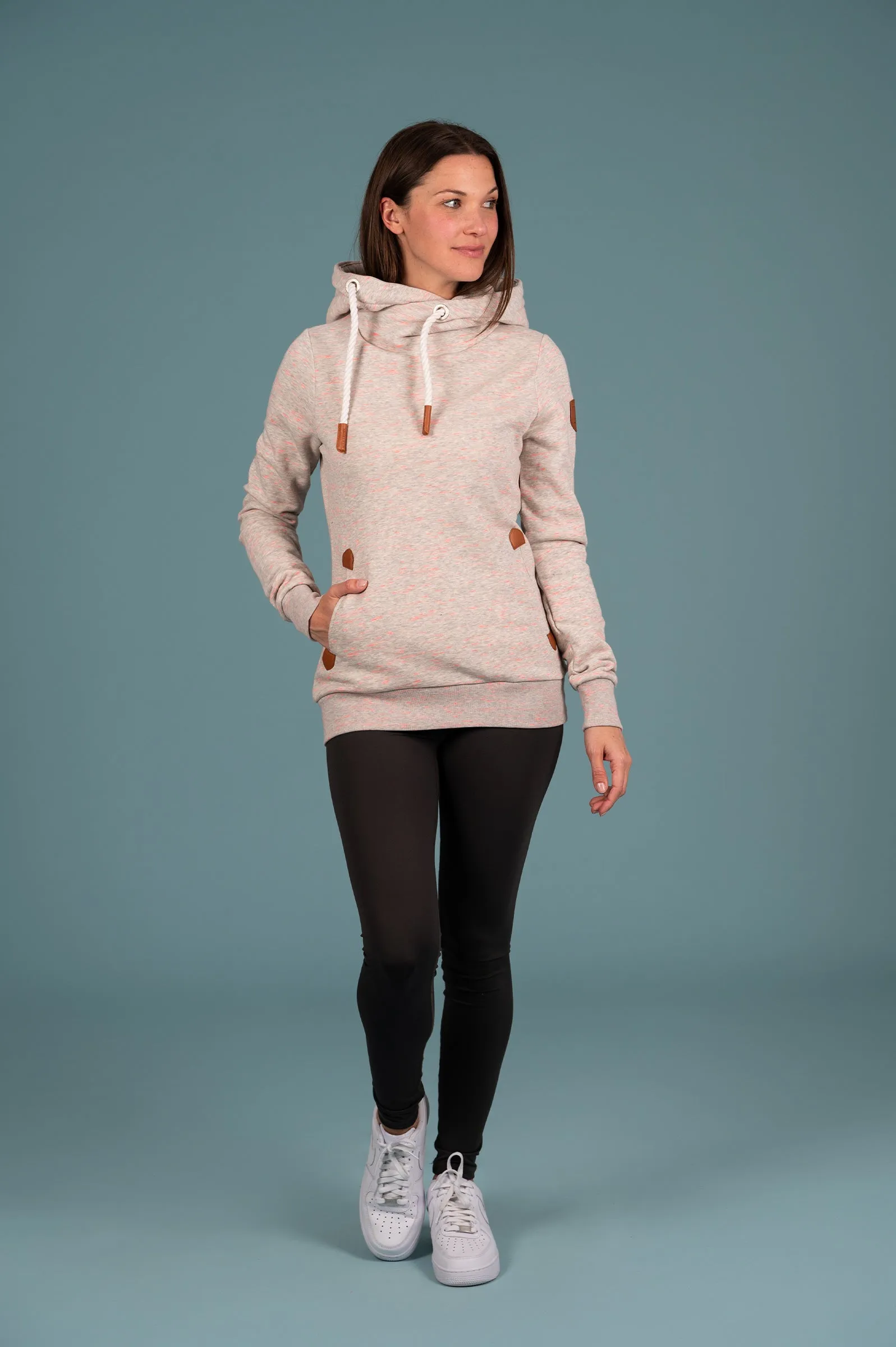 Gemma Heather Grey Pink Hoodie