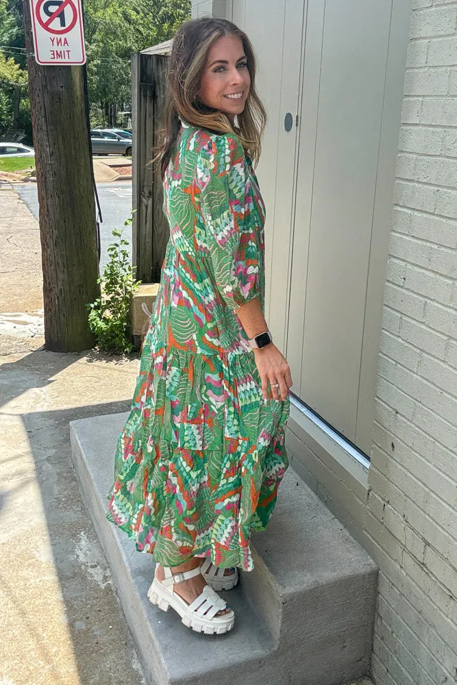 Green Gardens Dress-Green/Multi