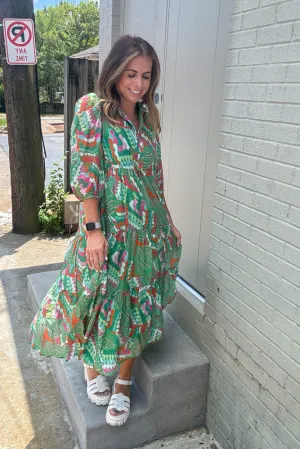 Green Gardens Dress-Green/Multi