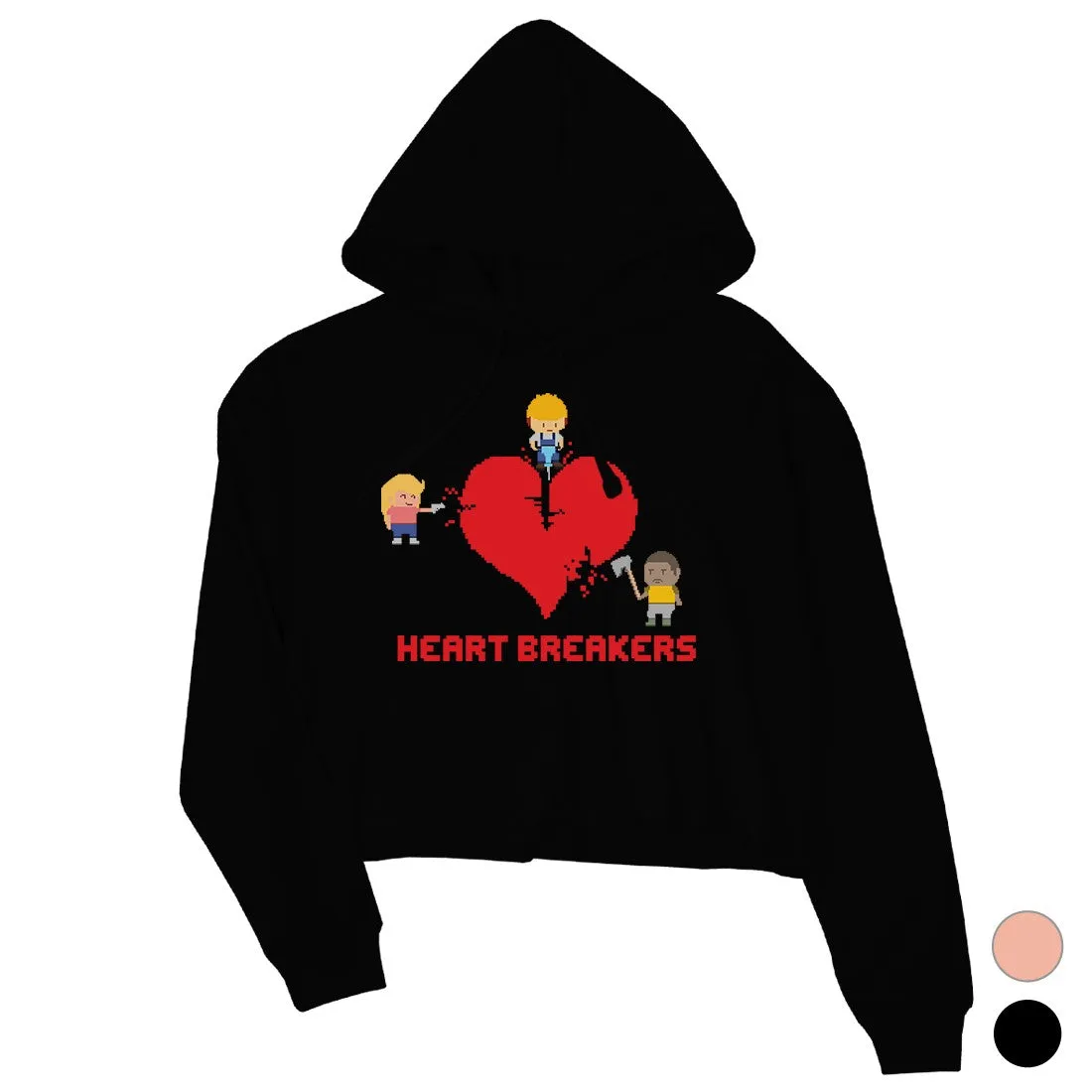 Heart Breakers Womens Cute Graphic Workout Crop Hoodie Gift For Her