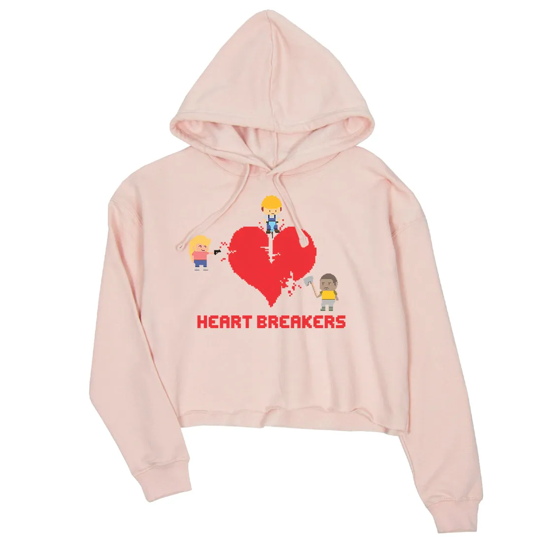 Heart Breakers Womens Cute Graphic Workout Crop Hoodie Gift For Her