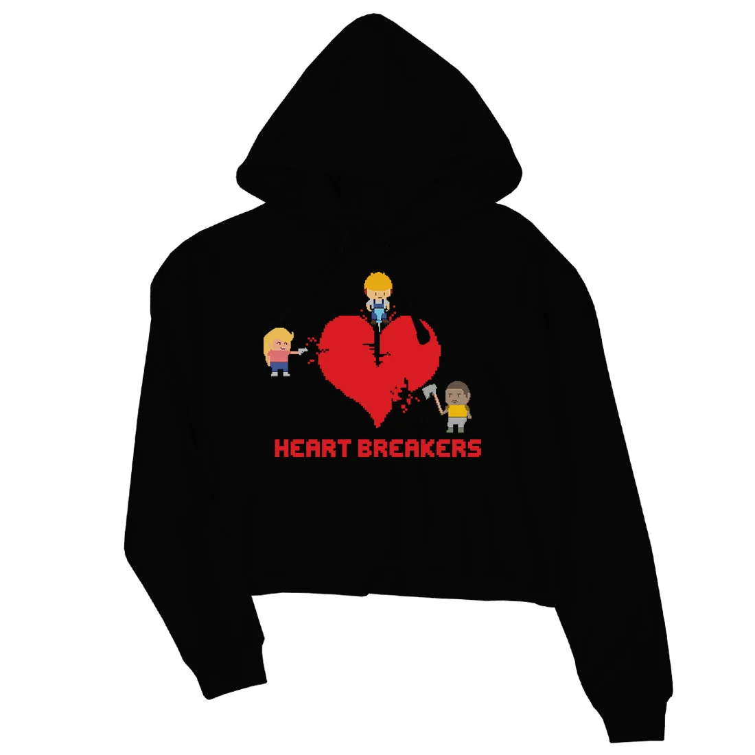 Heart Breakers Womens Cute Graphic Workout Crop Hoodie Gift For Her