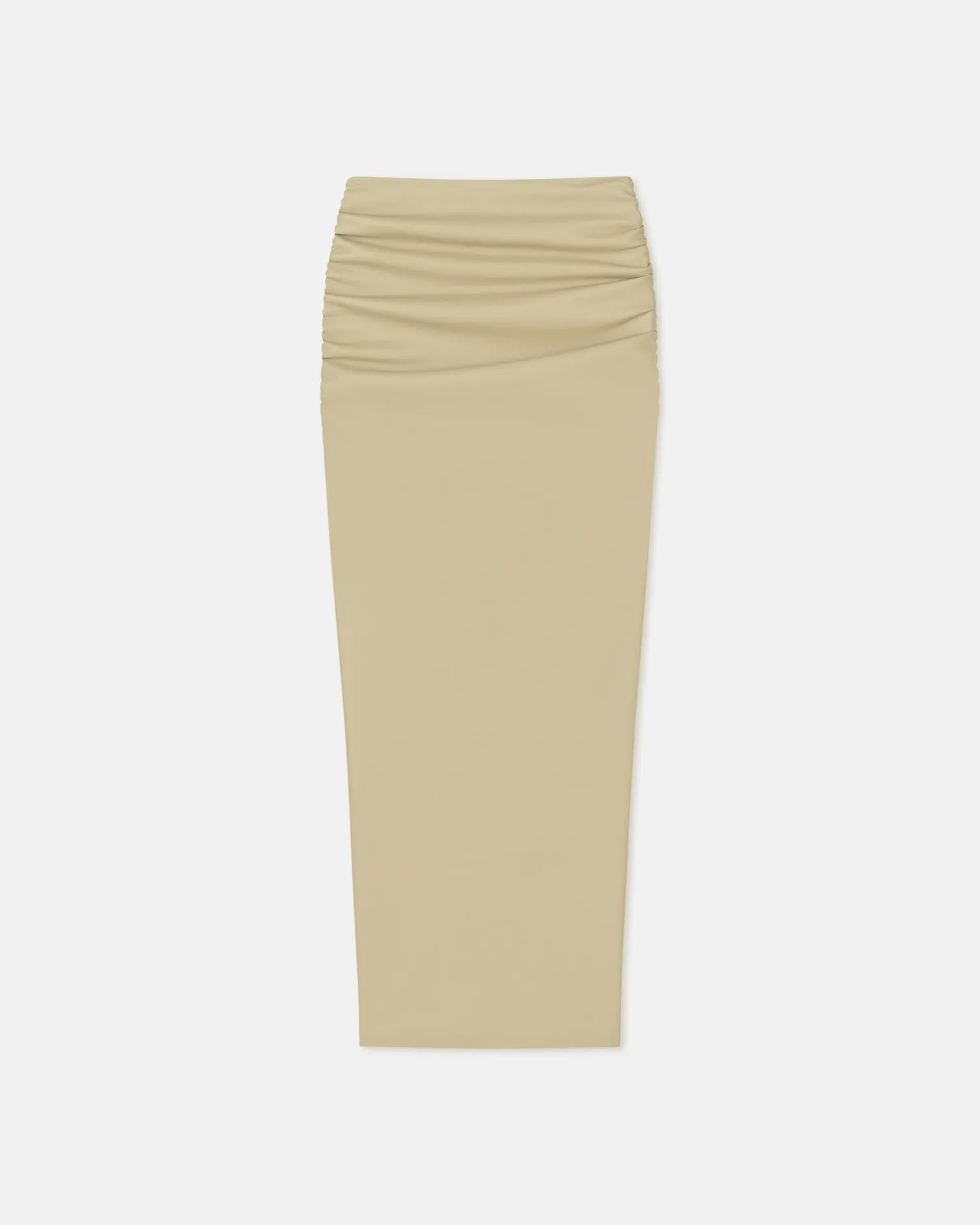 Hester - Ruched Okobor™ Alt-Leather Midi Skirt - Pale Olive