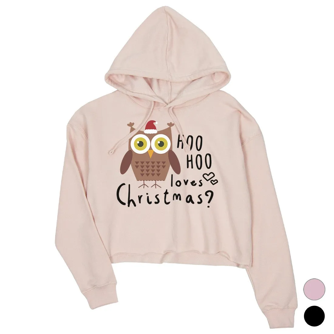 Hoo Christmas Owl Womens Crop Hoodie