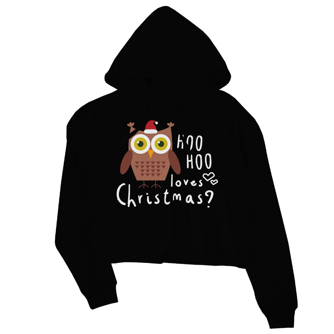 Hoo Christmas Owl Womens Crop Hoodie