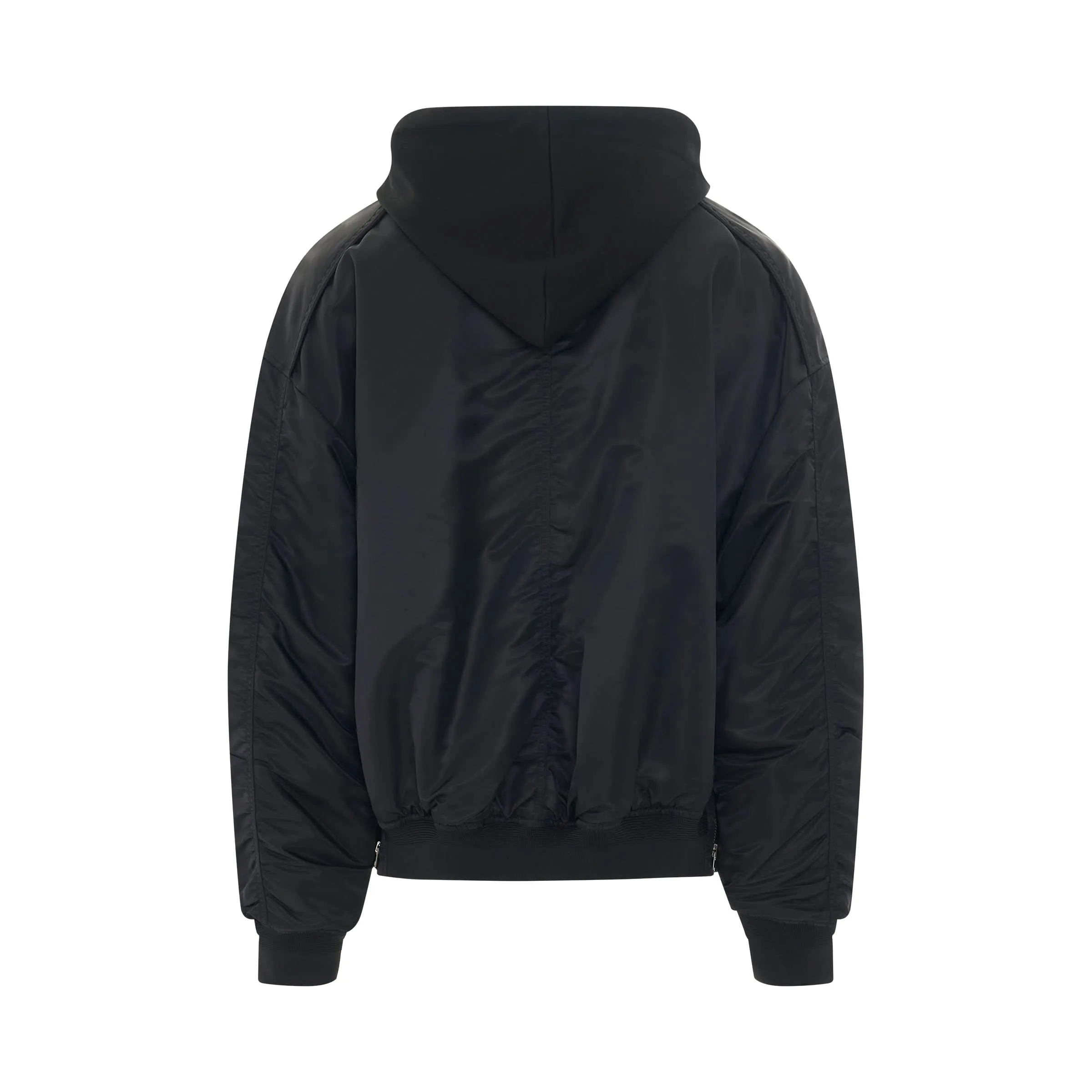 Hooded Bomber Jacket in Black