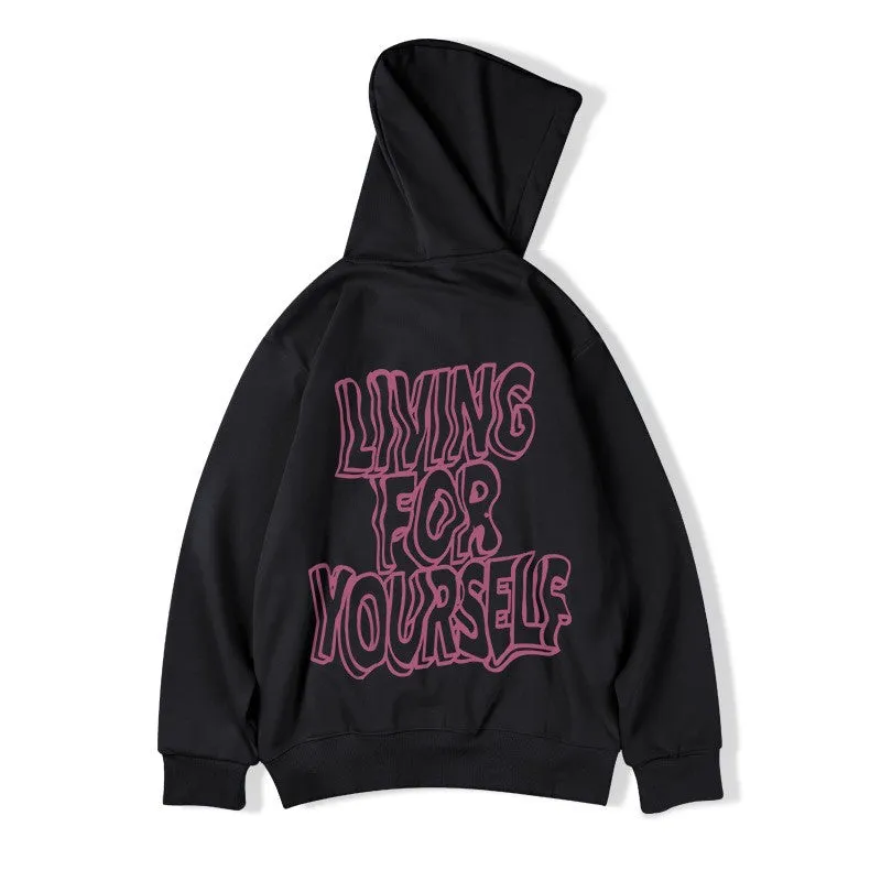 Hoodies living for yourself winter unisex couple hoodies