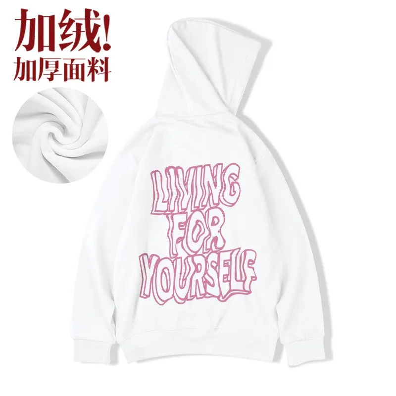 Hoodies living for yourself winter unisex couple hoodies