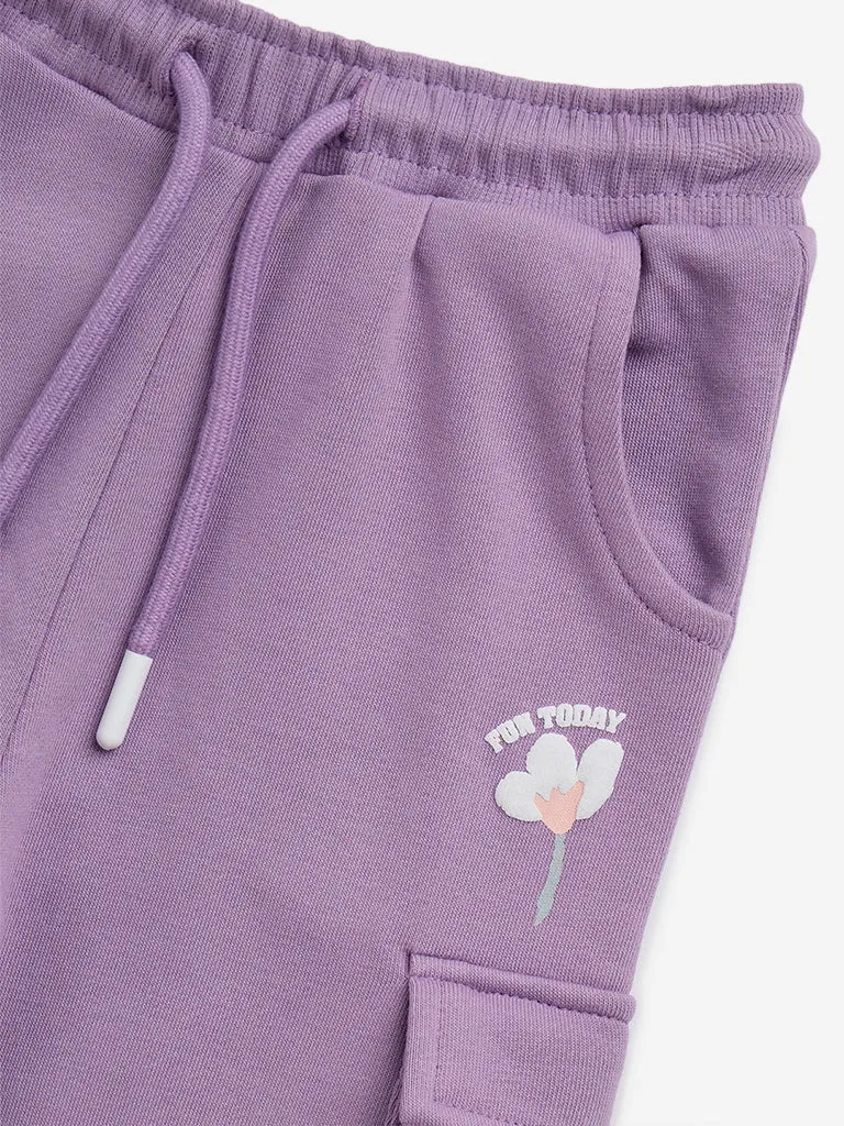 HOP Kids Lilac Floral Cargo Style Joggers