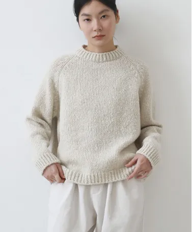 Ivory Renew-Wool Raglan Pullover