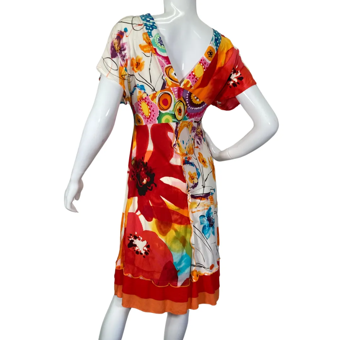 Jam's World Abstract Colorful Dress with V Neckline